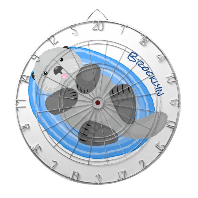 Tabla Dardos Imagem de desenho animado de lontras de mar feliz (Frente)