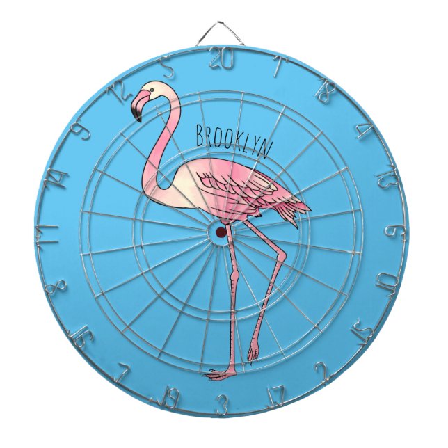 Tabla Dardos Imagem de desenho animado de pássaro Flamingo (Frente)