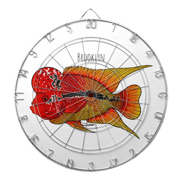 Tabla Dardos Imagem de desenho animado de peixes-cichlid-Flor (Frente)
