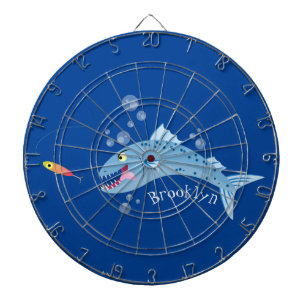 Tabla Dardos Imagem de desenho animado de pesca com fome de pei