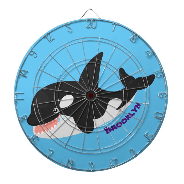 Tabla Dardos Imagem engraçada de desenho animado de orca (Frente)