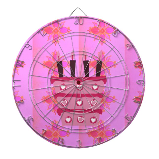 Tabla Dardos Impressão de Bolo de Bolo Rosa (Frente)