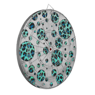 Tabla Dardos Impressão de Leopardo Negro e Teal