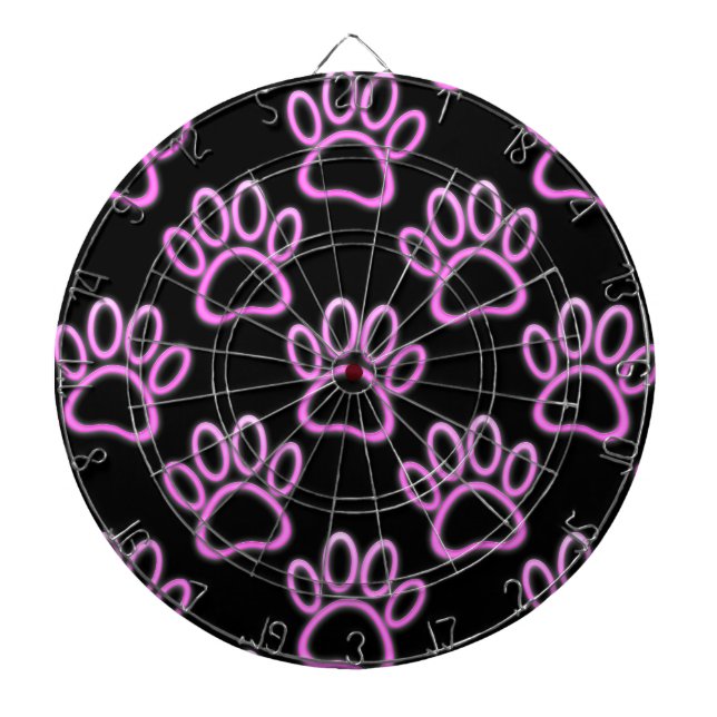 Tabla Dardos Impressão de Pata de Cachorro Neon Rosa (Frente)