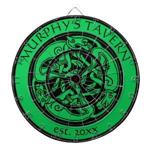 Tabla Dardos Irish Pub Celtic Dogs Black & Green Rua Patrick Ba