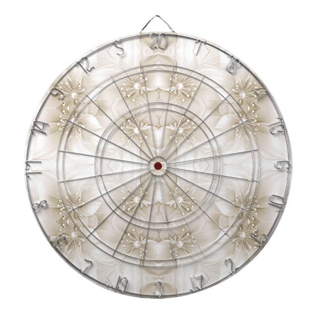 Tabla Dardos Ivory White Flowers Dartboard (Frente)