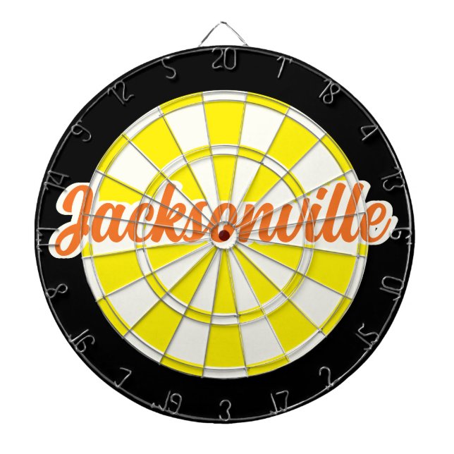 Tabla Dardos Jacksonville texto laranja Amarelo Branco Preto (Frente)