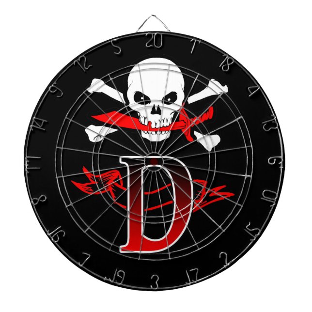 Tabla Dardos Jolly Roger D Monograma Inicial (Frente)