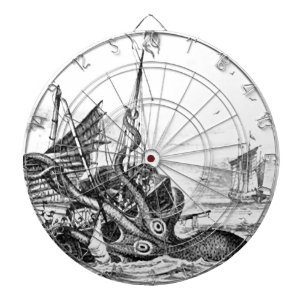 Tabla Dardos Kraken/polvo Eatting um navio de pirata,
