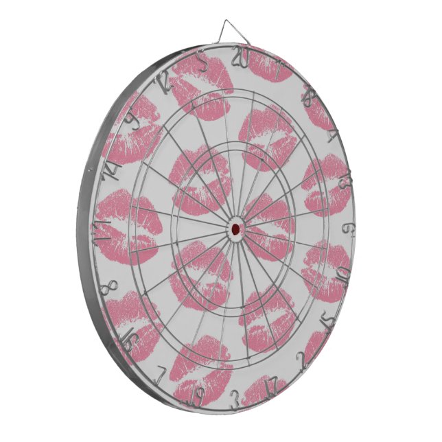 Tabla Dardos Lábios Rosa, Padrão De Lábios, Batom Rosa, Beijo (Frente Esquerda)