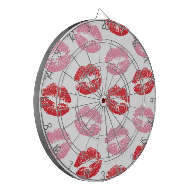 Tabla Dardos Lábios Vermelhos e Rosa, Padrão De Lábios, Batom,  (Frente Esquerda)