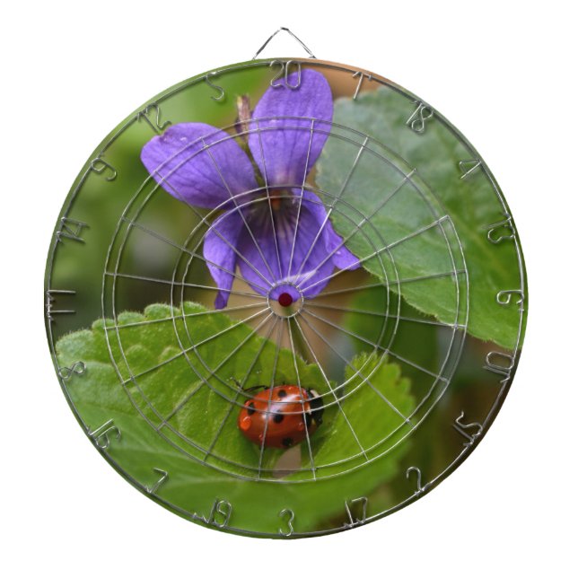 Tabla Dardos Ladybug em Flores de Violeta Doce (Frente)
