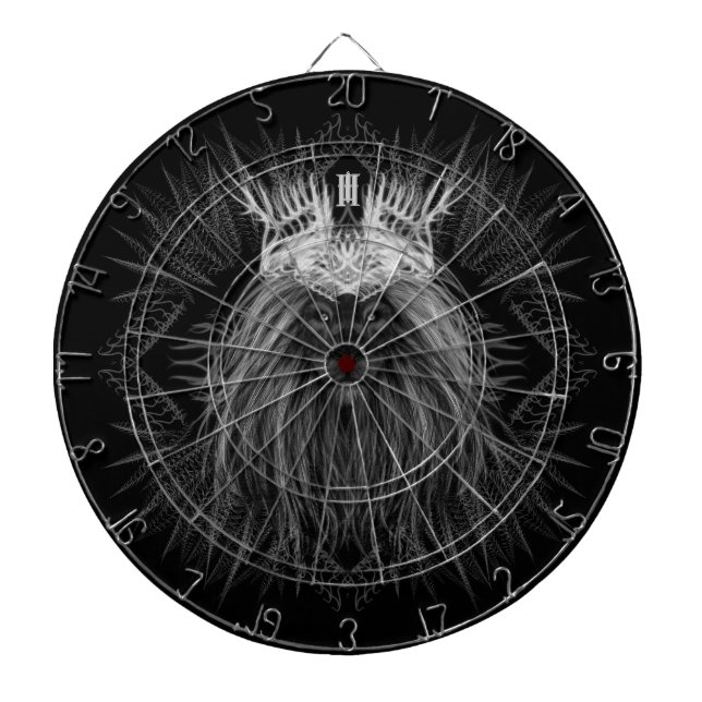 Tabla Dardos Leão com Monograma Coroa Preto (Frente)