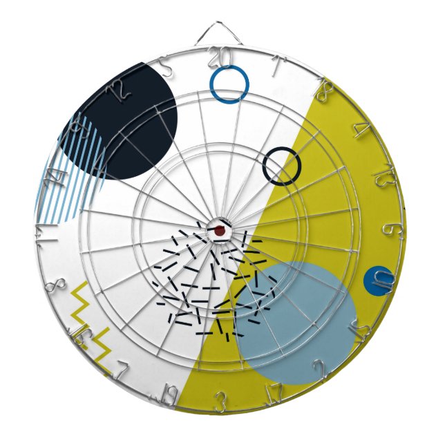 Tabla Dardos Legal, moderno, geométrico azul verde Memphis (Frente)