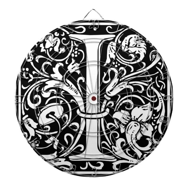 Tabla Dardos Letra I Monograma Medieval Arte Nova (Frente)