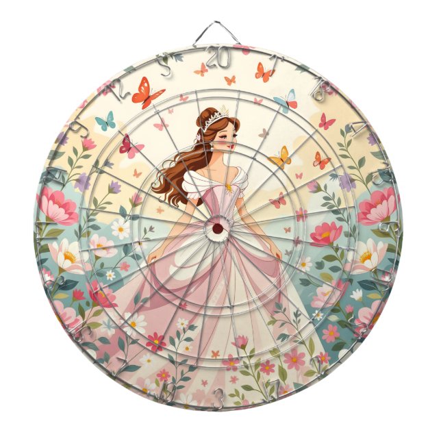 Tabla Dardos Linda princesa com borboletas (Frente)