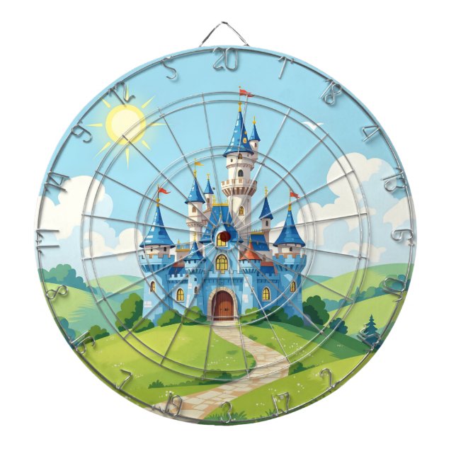 Tabla Dardos Lindo castelo azul e branco (Frente)
