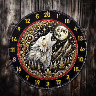 Tabla Dardos Lobo Branco Usa Baixo da Lua brilhante