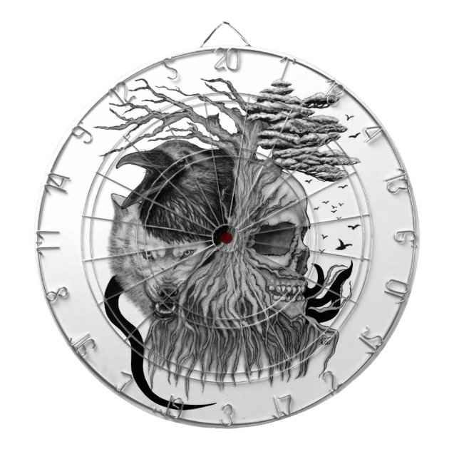 Tabla Dardos Lobo e Raven com crânio (Frente)