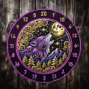 Tabla Dardos Lobo Roxo Contra o Céu Noturno Estrelado