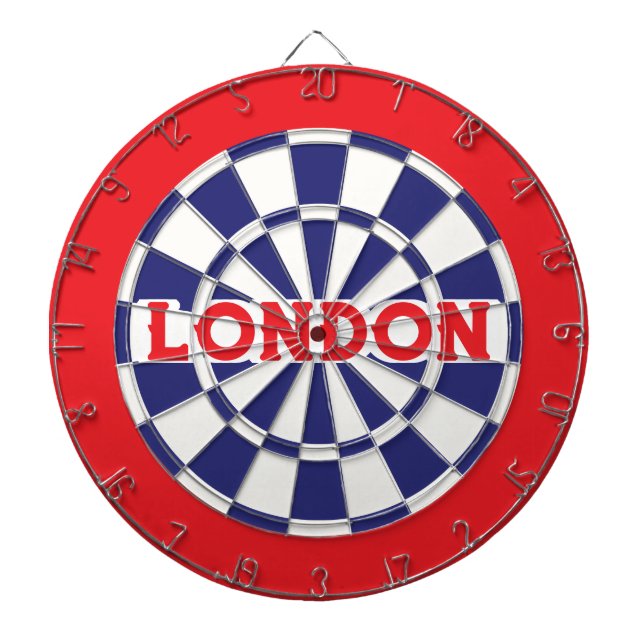 Tabla Dardos LONDRES Branco, Azul Marinho e Vermelho (texto edi (Frente)
