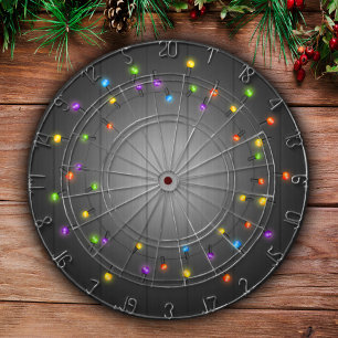 Tabla Dardos Luzes De Natal No Fundo Da Madeira Jogos De Invern