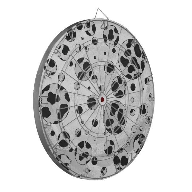 Tabla Dardos Manchas de dálmata Preto e Branco (Frente Esquerda)