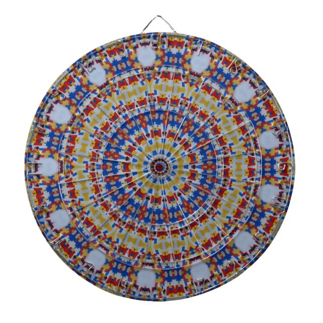 Tabla Dardos Mandala amarelo azul (Frente)