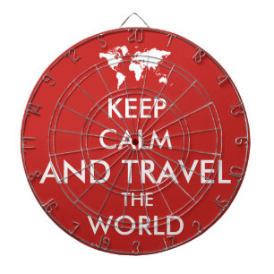 Tabla Dardos Mantenha calma e viagem mundo
