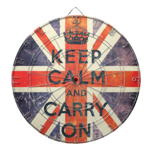 Tabla Dardos mantenha calmo e continue a bandeira de Union Jack