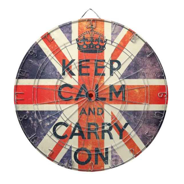 Tabla Dardos mantenha calmo e continue a bandeira de Union Jack (Frente)