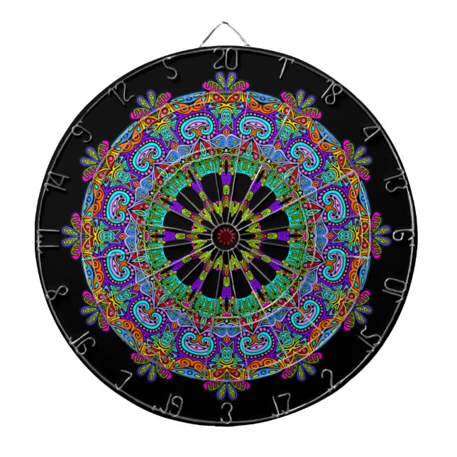 Tabla Dardos Manuscrito Mandala Relógio Face 24 (Frente)
