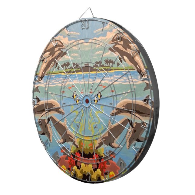 Tabla Dardos Mão Pintada Por Número | Golfinhos Reproduzíveis | (Frente Direita)