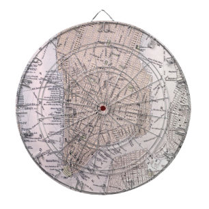 Tabla Dardos Mapa de Vintage do Nova Iorque (1884)