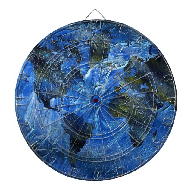 Tabla Dardos Mapa do mundo azul de Swirly Arylic (Frente)