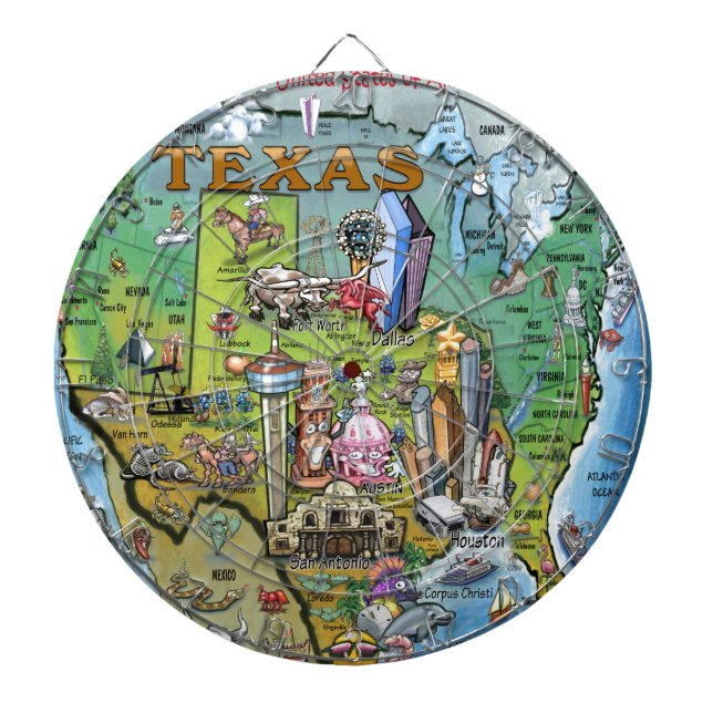 Tabla Dardos Mapa do Texas USA (Frente)