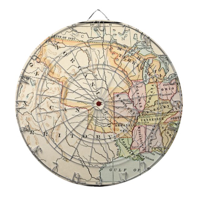 Tabla Dardos Mapa Histórico Antigo dos Estados Unidos de 1830 (Frente)