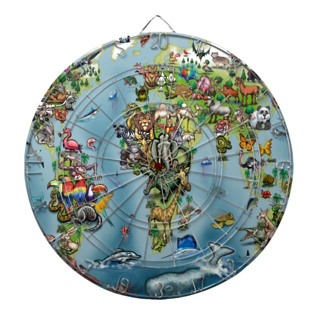 Tabla Dardos Mapa Mundial de Animais (Frente)