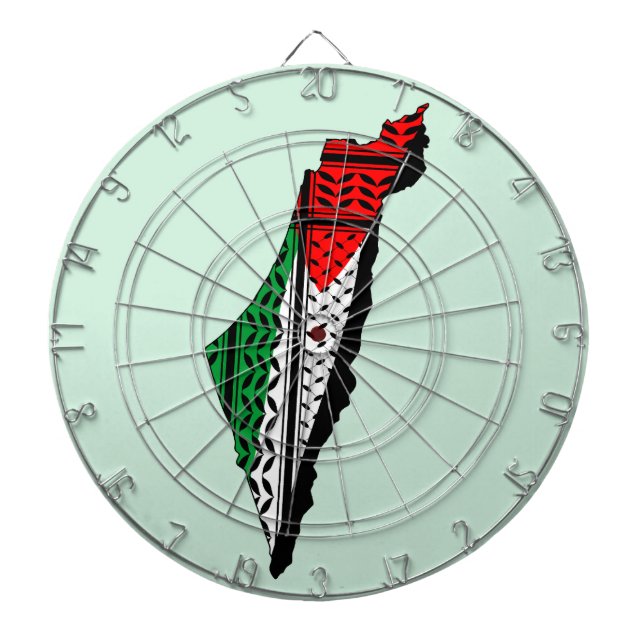 Tabla Dardos Mapa Palestino que Bandeira e Padrão Keffiyeg (Frente)