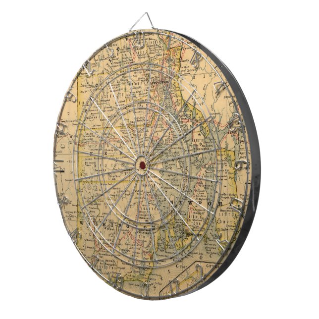 Tabla Dardos Mapa Vintage de Rhode Island (1875) (Frente Direita)