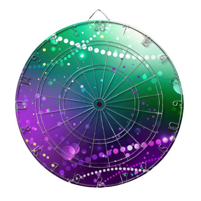 Tabla Dardos Mardi Gras Festivo Purple Background (Frente)