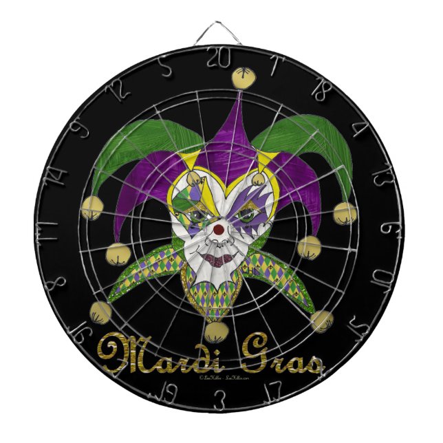 Tabla Dardos Mardi Gras Jesters Mask colorido (Frente)
