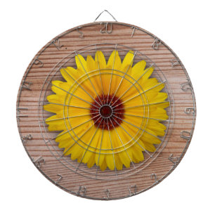 Tabla Dardos Marigold de girassol sobre Conselhos de madeira ru
