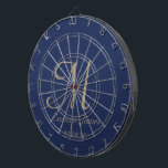 Tabla Dardos Marinho Elegante e Monograma Dourado Nome inicial<br><div class="desc">Marinho Elegante e Monograma Dourado Nome inicial Conselho Dart Personalizado</div>