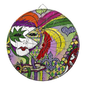 Tabla Dardos Máscara de pena de Mardi Gras Psicodélica