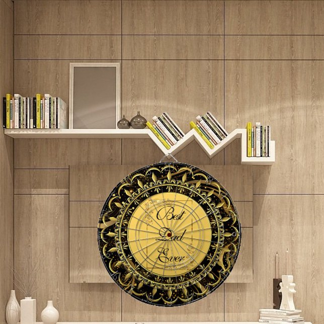 Tabla Dardos Melhor Pai Alguma Vez Moderno Em Caligrafia, Cabeç (Best Dad Ever Modern Calligraphy Leafy Swirls Cute Dart Board)