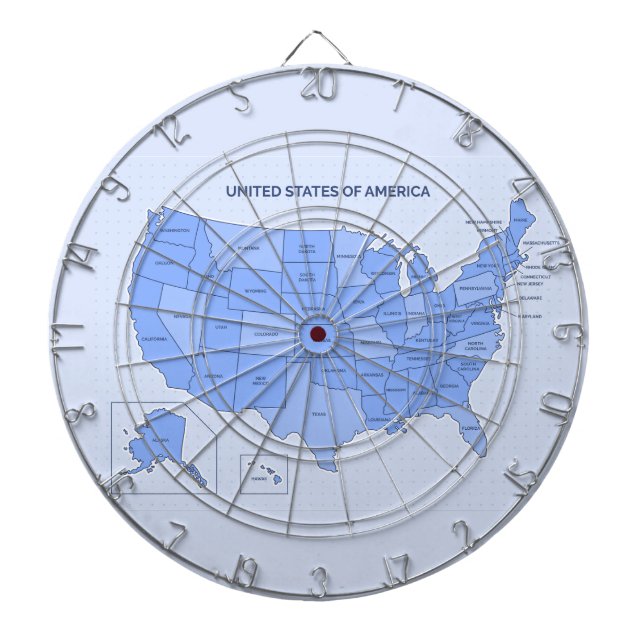 Tabla Dardos Minimal Blue United States Map Illustration (Frente)