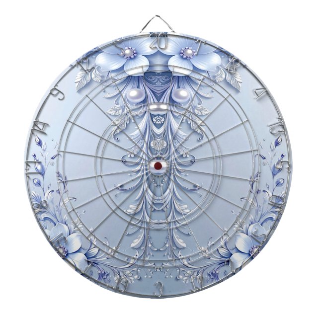 Tabla Dardos Mira Dartboard Flores Azuis Ornamentadas (Frente)