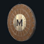 Tabla Dardos Modern Brown Suede Bruche Dourado Monograma<br><div class="desc">Conselho moderno de dardo com um medalhão de monograma metálico escovado com tipografia de blocos clássicos,  num fundo de couro de suede castanho. Personalizar com o monograma inicial; use o menu personalizar para alterar a cor ou a tipografia de fundo.</div>