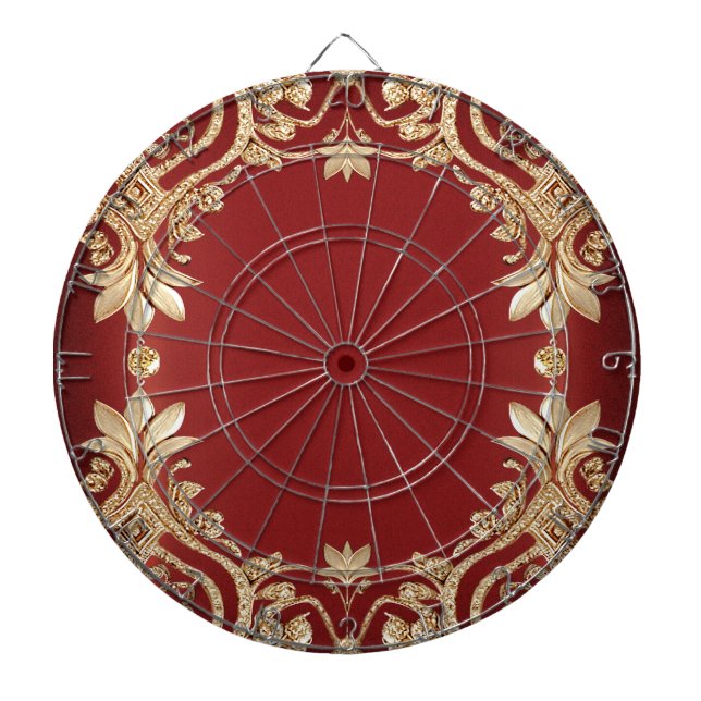Tabla Dardos Modern Gold Red Floral Dartboard (Frente)